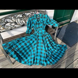 Vintage Karen Alexander Blue Plaid Dress size 8